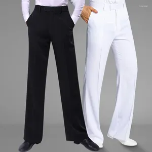 Etapa desgaste para hombre negro color blanco latino moderno salón de baile pantalones adultos hombres chacha samba rumba danza pantalones estándar