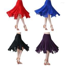 Stage Wear Mesh onregelmatige zoom lange rok Moderne Waltz National Standard Dance Splicing Big Hemlines Dancing Practice Training CL