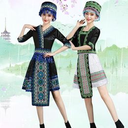 Stage Draag Miao Dance Costumes voor vrouwen Chinese Hmong Folk Music Vintage minderheidskleding