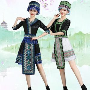 Vêtements de scène Miao Tari Kostum Untuk Wanita Cina Hmong Tarian Rakyat Musik Vintage Minoritas Pakaian