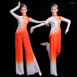 Ropa de escenario Traje de baile cuadrado de mediana edad para personas mayores Traje de danza clásica china tradicional Ropa de baile folclórico étnico Yangko
