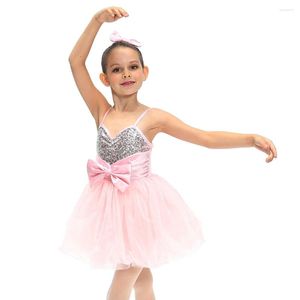 Stage Wear MiDee Ballet Robe Enfants Filles Paillettes Rose Doux Tutu Jupe Performance Moderne Danse Ballerine Fleur Costume
