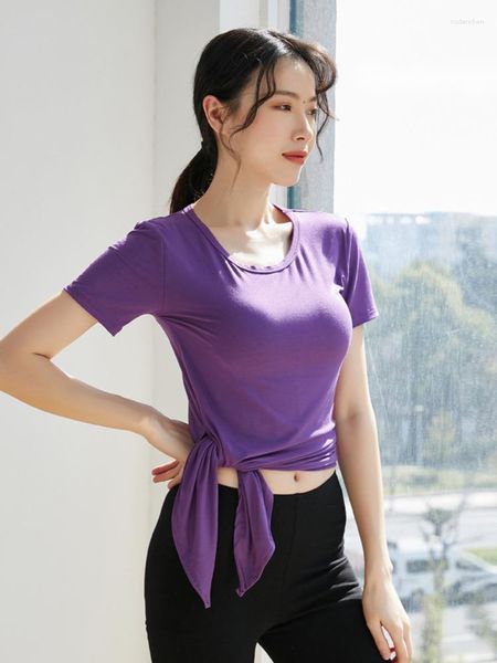 Vêtements de scène Modal Ballet Femmes Danse Solide Couleur Top Split Ourlet Asymétrique T-shirt Pratique Costume Pour Adulte Danse Danseur Vêtements