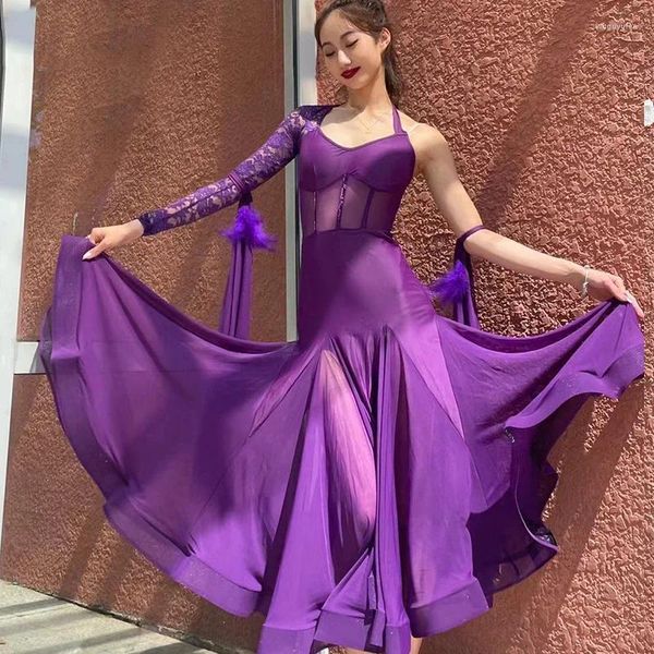 Etapa desgaste vestido de baile moderno adulto estándar nacional encaje gran swing falda salón de baile competencia mujeres regalo de cumpleaños