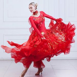 Stage Wear Modern Dance Dress Pattern Paillette Will Pendule Ballroom Dancing Waltz Pendant Cuff