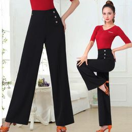 Vêtements de scène pantalons de danse modernes femmes taille haute latine sociale large jambe pôle danse jazz salle de bal tenues hip hop costumes pantalon