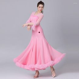 Vêtements de scène vêtements de danse moderne 2023 femmes élégantes rose grande balançoire jupe Costumes valse robe de bal haut de gamme