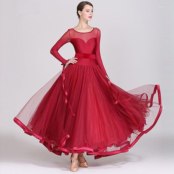 Stage Wear Costumes de jupe de danse moderne effectuant des costumes de danse de salle de bal Vêtements de bal Fille Waltz Tango Robe Costume Big S7007