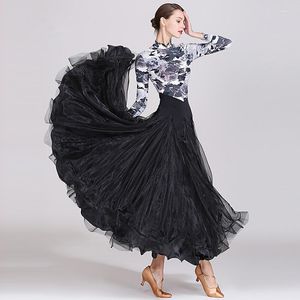 Stage Draag Moderne Dance Women Ballroom Costuums Waltz Performance Uniforms Ball Dress Ink Painting Big Rok S1870