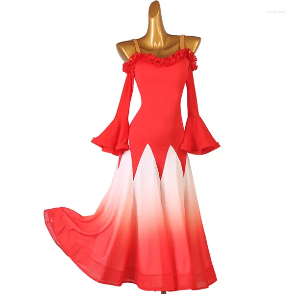 Stage Wear Robe de performance de valse moderne, standard national, danse sociale, grand swing, changement progressif