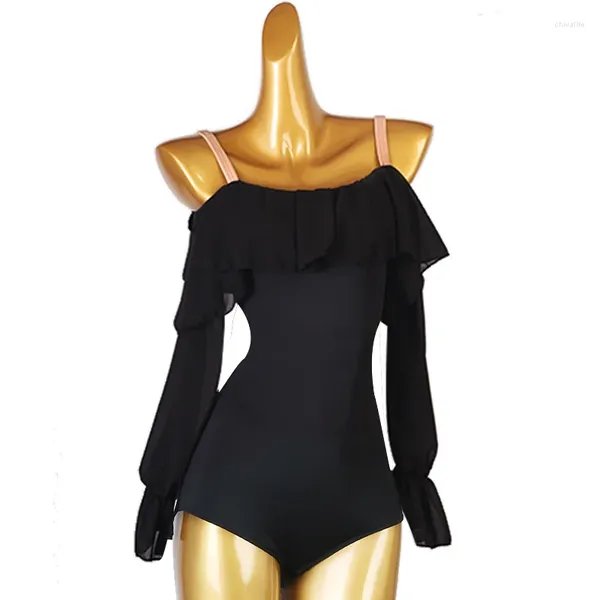 Stage Wear Modern One Line Neck Waltz National Standard Manches longues Latin Dance Body Top