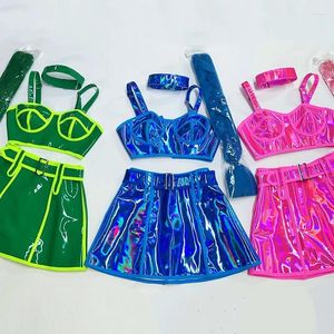 Stage Wear Modern Party Show Femmes Gogo Club Dancer Outfit Fluorescent Couleur Laser Kpop Drag Queen Costumes