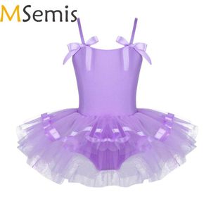 Stage Wear MSemis Ballet Maillots Tutu Rok Ballerina Dancewear Mouwloze Strik Peuter Meisjes Kind Kid Kleding Gymnastiek Dre2370