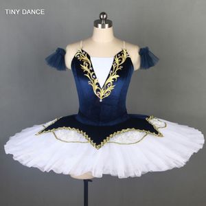COODICE VELVET BLEU NAVINE BLUE avec 7 couches de tulle plille Pancake Tutu Professional Ballet Dance Costume pour les filles adultes BLL079 221M