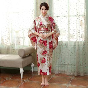 Stage Wear Navyblue Arrivée Style Japonais Lady Kimono Sexy Femmes Yukata Avec Obi Vintage Soirée Robe Fleur Taille Unique 101501