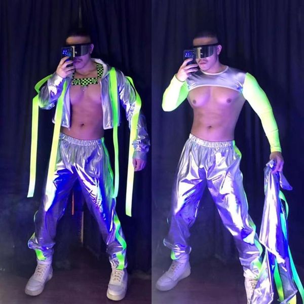 Stage Wear Nightclub Costume Pour Hommes Future Technology Sense Costume En Cuir Verni Gogo Dancewear Party Festival Rave Outfit VDB4033265S