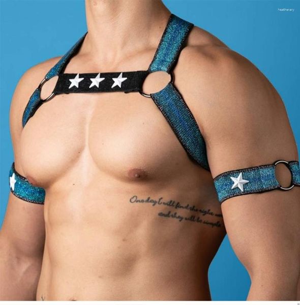 Stage Wear Discothèque Gogo Dancewear Pour Homme Accessoires Sexy Muscle Man Stretch Chest Strap Rave Outfit Party Pole Dance Costume