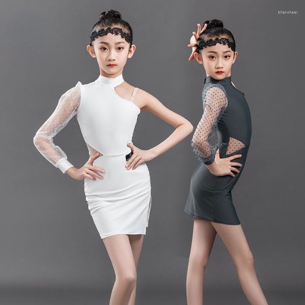 Wear ny07 lt6659gz une manche latérale Kids Latin Dance Dance For Girl Professional Competition Ballroom Samba Dancing Costume