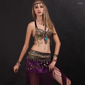 Podiumkleding te koop vrouwen buikdansende kleding 2 stks set Egyptische danswear tribale kostuums beha heup sjaal rok