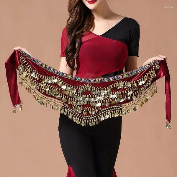 Stage Wear Oriental Belly Dance Coin Ceinture Bell Hip Écharpe Golden Vêtements Accessoires Danse