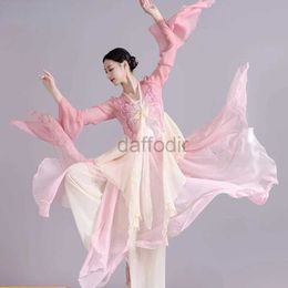 Stage Wear Oriental Classical Dance Performance Kleding Butterfly Shirt Pargin Jurk Hanfu Folk Dance Female Art Test Chinese volkskleding D240425