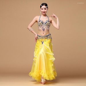 Vêtements de scène Performance 2023 vêtements de danse du ventre tenue de danse orientale 3 pièces ensemble (soutien-gorge ceinture jupe) femmes Costume professionnel