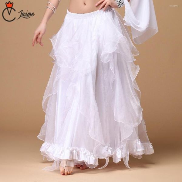 Vêtements de scène Performance Vêtements de danse du ventre Jupes longues Femmes professionnelles Jupe de danse en mousseline de soie Robes blanches Vêtements