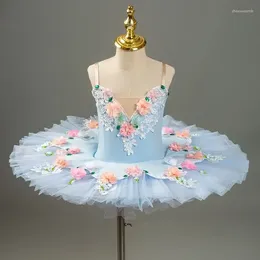 Ropa de escenario ropa Ballerina Balet Balet Dress Girl Ballet Tutu Fairy Doll Profesional para niñas Competencia azul