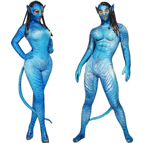 Scène Porter Personnalité Imprimer Avatar Jeu de Rôle Combinaison Élastique Maigre Halloween Costumes Hommes Femmes Parti Performance Bodysuit3054