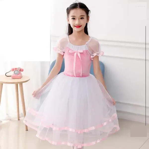 Stage Wear Rose Ballet Jupe Costume Pour Enfants Filles Velours Hauts Sling Danse Longue Robe Tutu Balet Fille Tenues Femmes