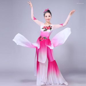 Stage Wear Pink Classic Flower Dance Costumes for Women Festival Performance Dancer Kleding Jaar fan