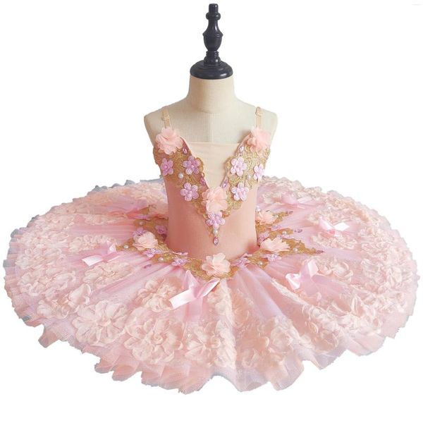 Stage Wear Pink Fairy Doll Professional Ballet Tutu Pancake para niña Tulles Platter Performance Tutus Women Disfraz
