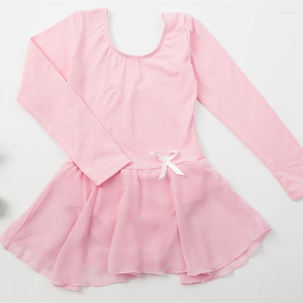 Vêtements de scène rose/Rose coton Ballet gymnastique justaucorps robe filles ballerine Dancewear Costume enfants vêtements enfants
