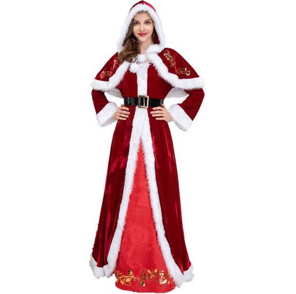 Etapa desgaste más tamaño de lujo terciopelo adultos navidad ven cosplay pareja santa claus ropa vestido de lujo traje uniforme de navidad para hombres mujeres T220905