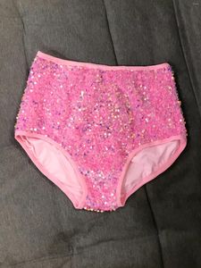 Stage Wear Pole Dance Clothing Roze Shorts Women Glanend pailletten Mid-Taist Nightclub Bar Gogo Dancewear-kostuum