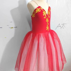 Stage Wear Pomme Dress Long Classical Red Tutu Girlet Ballet Little Swan Children's Dance Performance Giselle