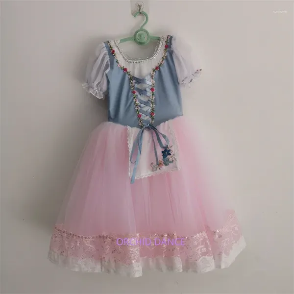 Stage Wear Jolie Taille Personnalisée Enfants Filles Femmes Adulte Ballet Danse Performance Longue Bleu Rose Robe Tutu Romantique