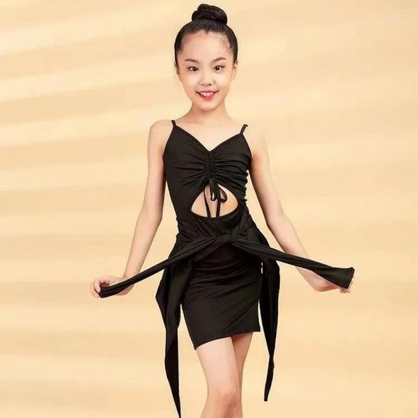 Productos de desgaste de escenario Niños Sling Vestido de baile latino Salón de baile Rendimiento Competencia Ropa de práctica Tango Salsa