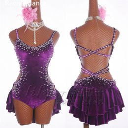 Stadium Slijtage Beroep Latin Dans Jurk Vrouwen Ropa Danza Polyester Salsa Samba Tango Ballroom Concurrentie Kostuum Voor Girl12625