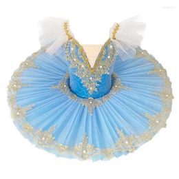 Stage Wear Professional Ballet Tutu Filles Blue Pancake Ballerina Party DressAdult Femmes Enfant Enfants Danse