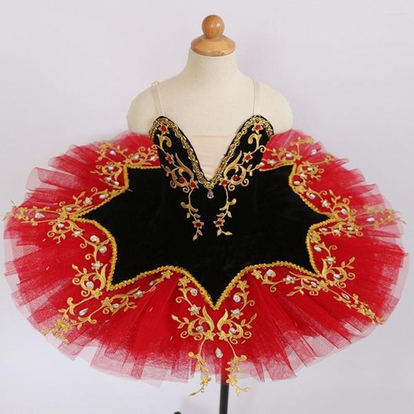 Vêtements de scène Ballet professionnel Tutu velours noir rouge crêpe enfants filles adultes femmes robe Halloween Costume ballerine