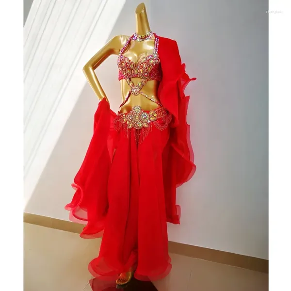 Stage Wear Costume de danse du ventre professionnel Set Sexy Femmes Performance Tenues Bollywood Showgirl Dancer Cloths