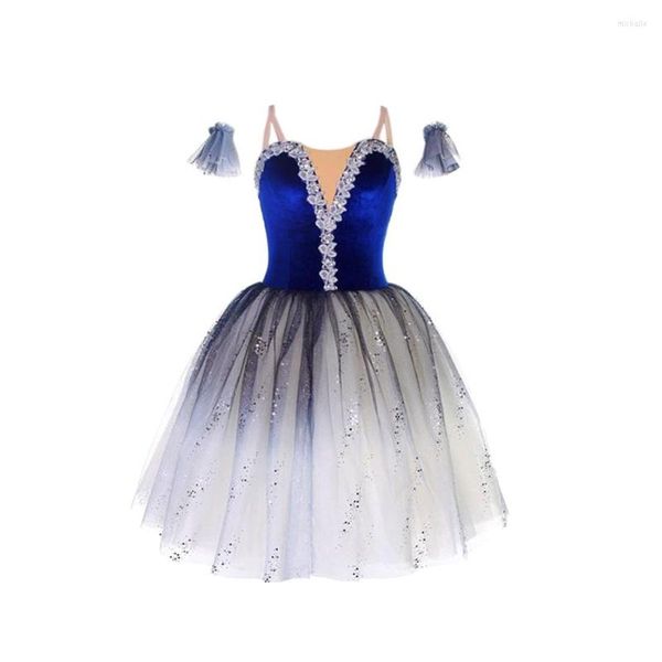 Vêtements de scène jupe de Ballet bleu professionnel longue robe de danse pour enfants Costumes de Performance filles jupes de fronde