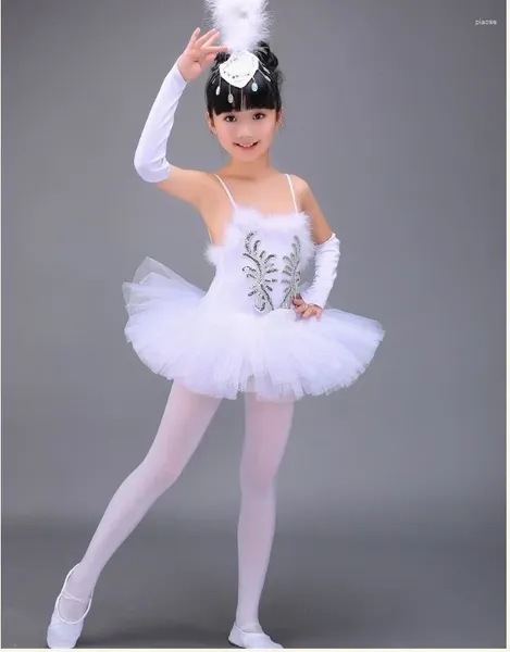 Vestimenta profesional disfraz de baile para niños blancos vestino ballet de cisne blanco para niños trajes de baile de baile ballerina tutu