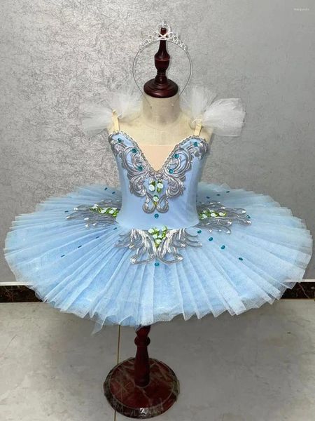Stage Wear Costumes de performance pour enfants professionnels Filles Pancake Tutu Swan Lake Dance Adulte Ballerine Robe Blue Bird Ballet