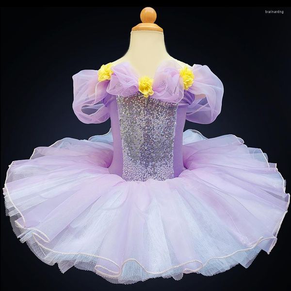 Desgaste de la etapa Profesional Girls Ballet Dance Tutu Purple Children's Swan Lake Costume Kids Petit Falda Bailarina Vestido de Fiesta