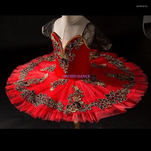 Stage Wear Professionnel Haute Qualité Taille Personnalisée 12 Couches Performance Compétition Femmes Adulte Rouge Ballet Tutu Costumes