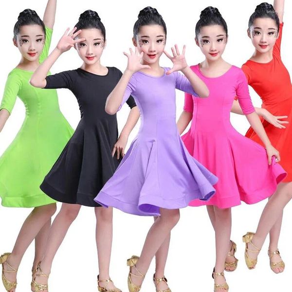 Stage Wear Robe de danse latine professionnelle pour filles Costumes de compétition Enfants Moderne Danse Ballroom Party Enfants Dancewear