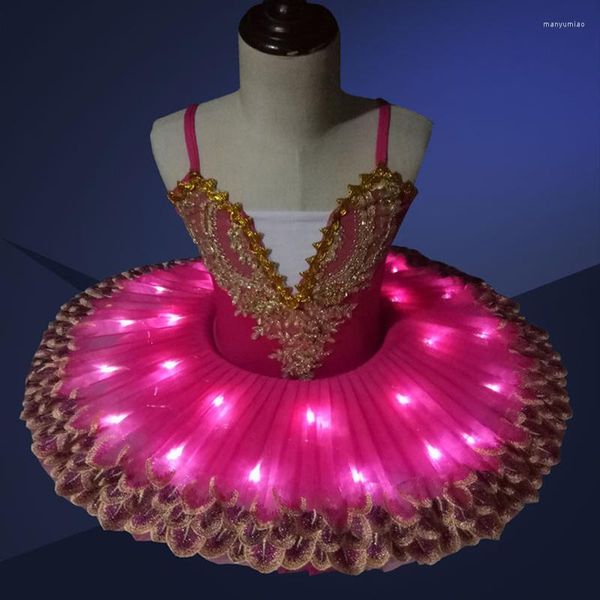 Ropa de escenario, tutú con luz LED profesional, disfraz de Ballet para niños, vestido de bailarina, trajes de fiesta para niños de Halloween