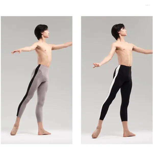 Stage Wear Pantalon de pratique de danse de ballet pour hommes ou garçons professionnels gris noir élastique patchwork combinaison ajustée